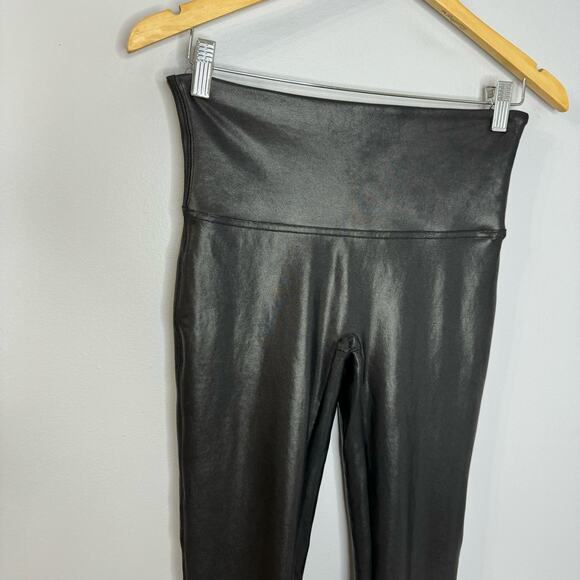Spanx Faux Leather High Rise Leggings Black Women's Large Pull-on Large - Picture 5 of 11
